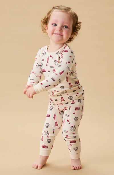 Mori Dino Print Pyjamas With Mint Ribbed Cuff In Multi