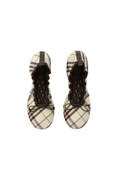 Burberry Fabric Ballerina Shoes Bow Check Pattern In Multi