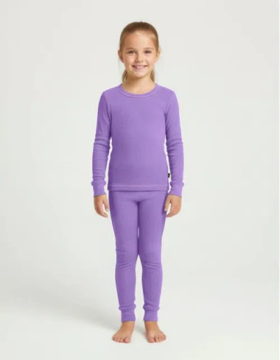 City Threads Girls Soft & Cozy Thermal Long Johns 2-piece Set In Purple