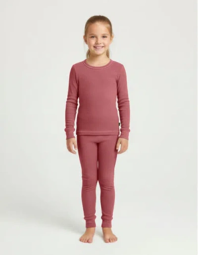 City Threads Girls Soft & Cozy Thermal Long Johns 2-piece Set In Red