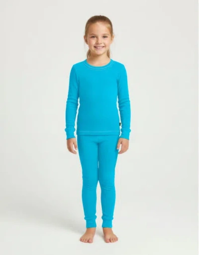City Threads Girls Soft & Cozy Thermal Long Johns 2-piece Set In Blue