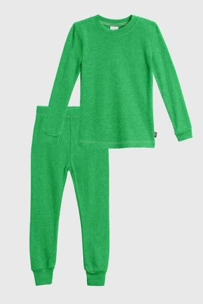 City Threads Girls Soft & Cozy Thermal Long Johns 2-piece Set In Green