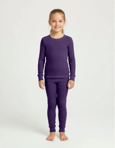 City Threads Girls Soft & Cozy Thermal Long Johns 2-piece Set In Purple