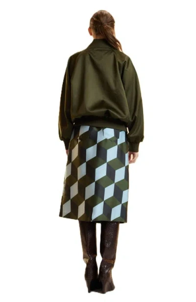 Cynthia Rowley Satin Bomber Jacket In Green