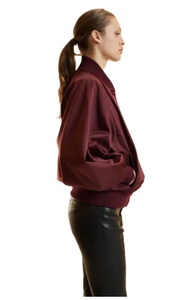 Cynthia Rowley Satin Bomber Jacket In Brown