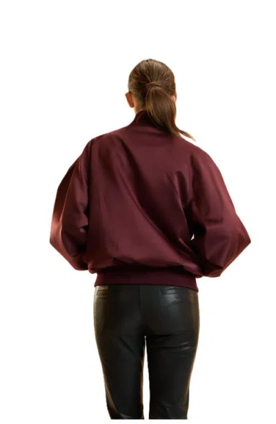 Cynthia Rowley Satin Bomber Jacket In Brown