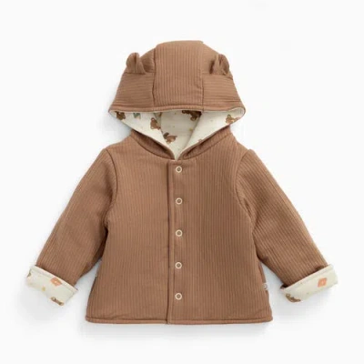Mori Teddy Bear Reversible Hooded Jacket In White