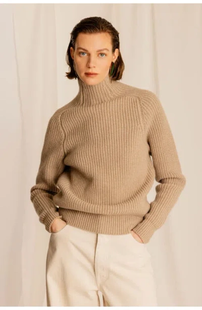 Fortela Leona High Neck Wool And Cashmere Sweater In Neutral