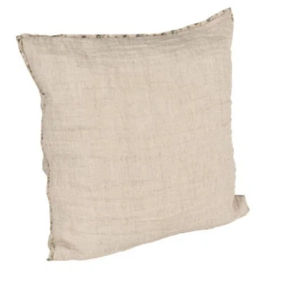 Storied Home Patterned Edge Woven Cotton And Linen Pillow, Natural In Brown