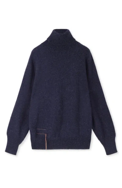 Fortela Piero High Neck Alpaca Wool Sweater In Blue