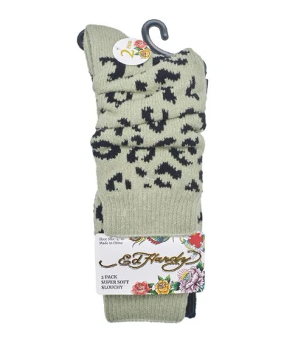 Ed Hardy Womens Leopard Slouchy Sock 2-pack In Multi
