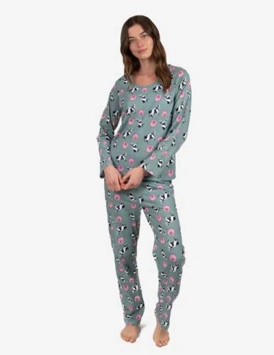 Leveret Loose Fit Cotton Matching Family Pajamas, Animal & Nature Prints In Gray