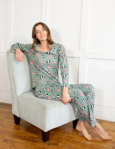 Leveret Loose Fit Cotton Matching Family Pajamas, Animal & Nature Prints In Gray