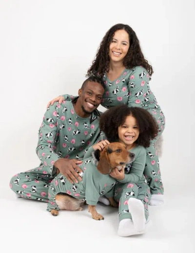 Leveret Loose Fit Cotton Matching Family Pajamas, Animal & Nature Prints In Gray