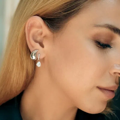 Spero London Pear Teardrop Earrings In Metallic