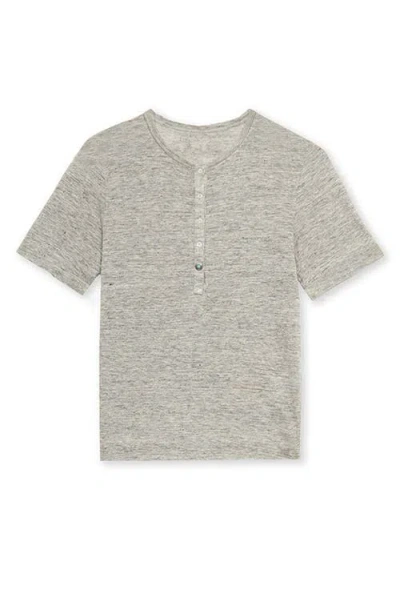 Fortela Charlie Henley Linen Jersey T-shirt In Gray