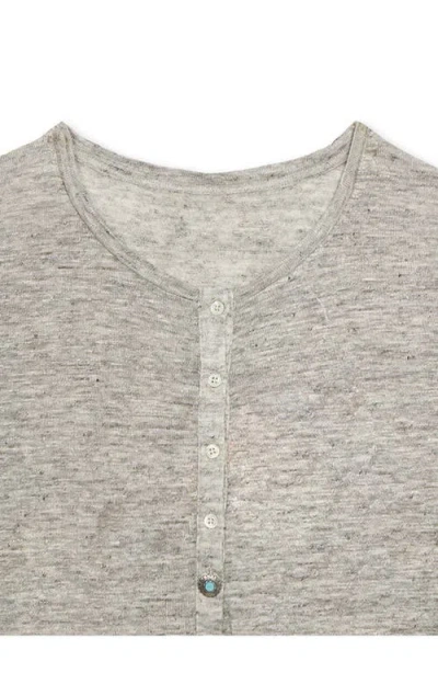 Fortela Charlie Henley Linen Jersey T-shirt In Gray