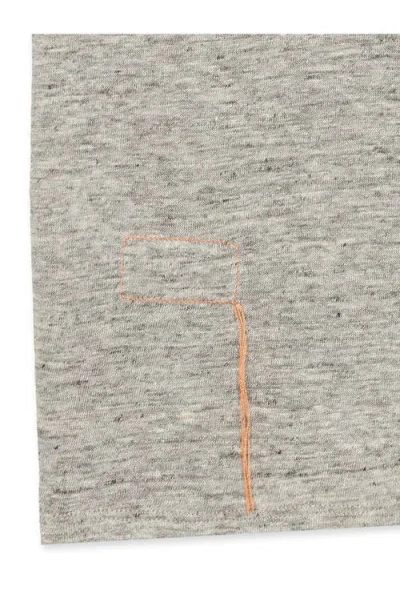 Fortela Charlie Henley Linen Jersey T-shirt In Gray