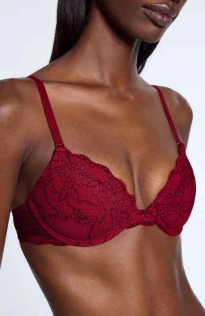 Pepper All Over Lace Lift Up Bra In Red