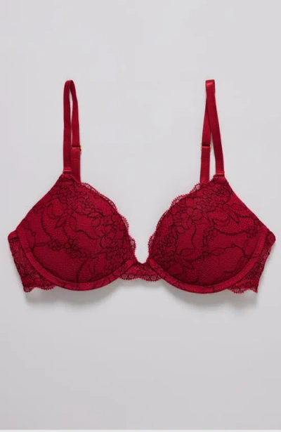 Pepper All Over Lace Lift Up Bra In Red