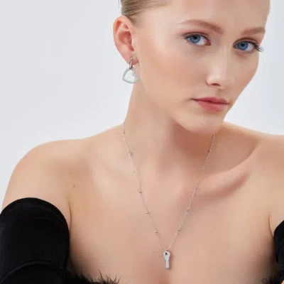 Spero London Chunky Heart Sterling Silver Drop Earrings In Metallic