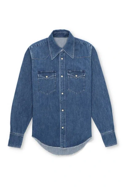 Fortela Yellowstone Stone Wash Denim Shirt In Blue