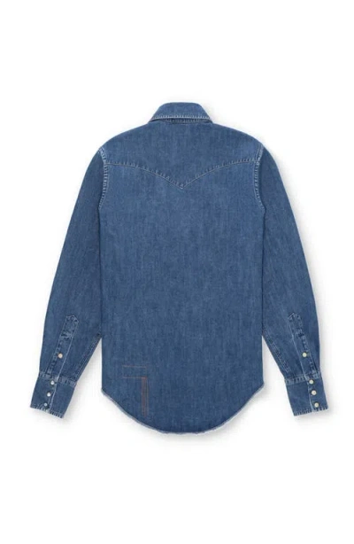 Fortela Yellowstone Stone Wash Denim Shirt In Blue
