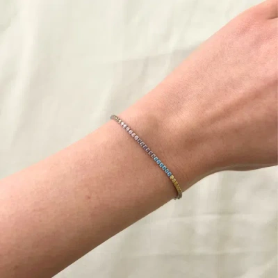 Spero London Pastel Color Colourful Sterling Silver Tennis Bracelet In Metallic