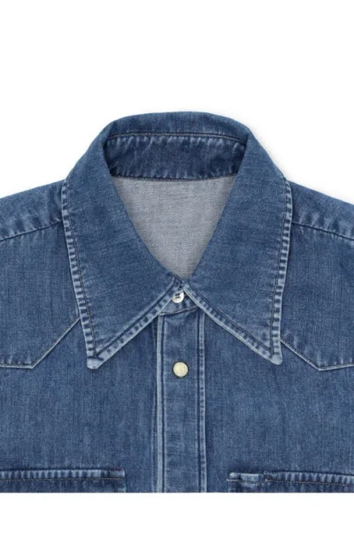 Fortela Yellowstone Stone Wash Denim Shirt In Blue