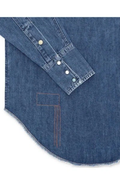 Fortela Yellowstone Stone Wash Denim Shirt In Blue