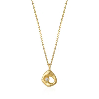 Spero London Dripping Molten Natural Textured Sterling Silver Authentic Pendant Necklace In Gold