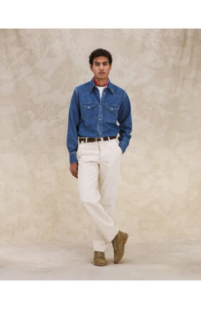 Fortela Yellowstone Stone Wash Denim Shirt In Blue