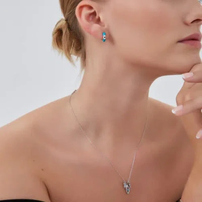 Spero London Hamsa Evil Eye Star Turquoise Sterling Silver Necklace In Metallic