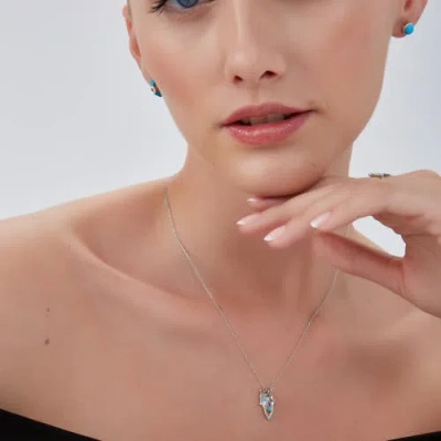 Spero London Hamsa Evil Eye Star Turquoise Sterling Silver Necklace In Metallic