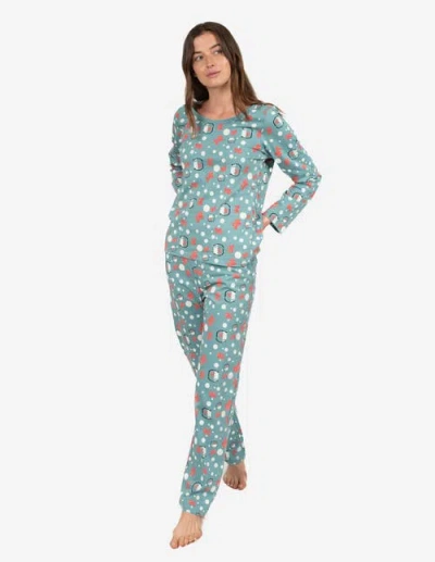 Leveret Loose Fit Cotton Matching Family Pajamas, Animal & Nature Prints In Blue