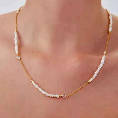 Spero London Baroque Irregular Pearl Jewelled Sterling Silver Chain Necklace In Gold In Gold