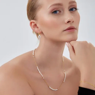 Spero London Baroque Irregular Pearl Jewelled Sterling Silver Chain Necklace In Gold In Gold