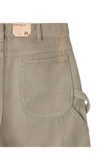 Fortela Allen Cotton Twill Workwear Trousers In Green