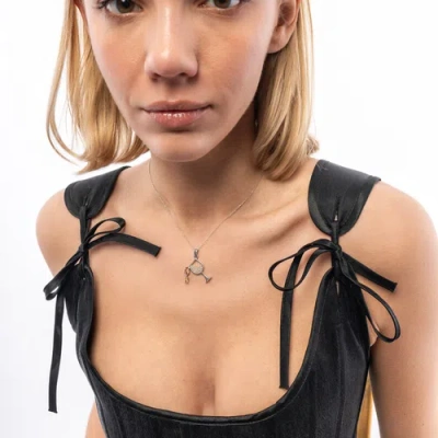 Spero London White Wine Glass Sterling Silver Necklace In Metallic