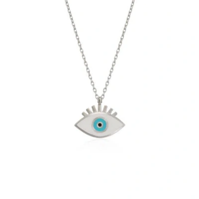 Spero London Sterling Silver Evil Eye Eyelash Necklace In Metallic
