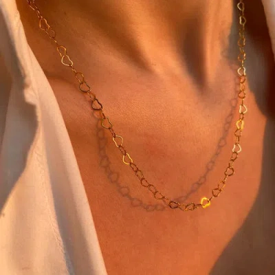 Spero London Love Heart Sterling Silver Chain Necklace In Gold