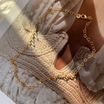 Spero London Love Heart Sterling Silver Chain Necklace In Gold