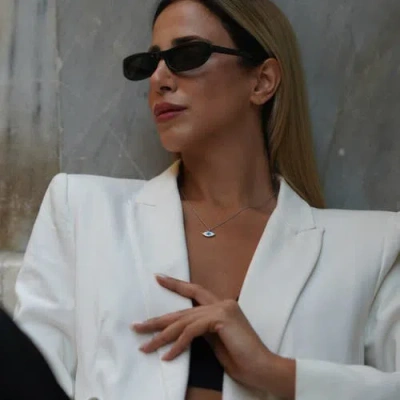 Spero London Sterling Silver Evil Eye Eyelash Necklace In Metallic