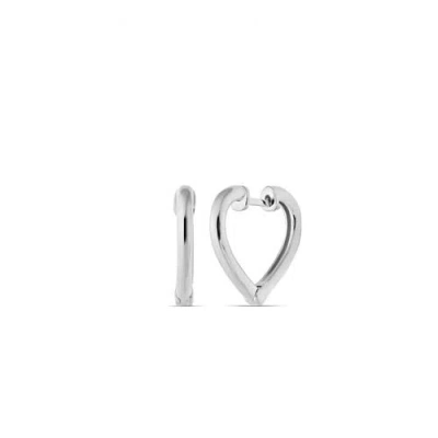 Spero London Sterling Silver Heart Hoop Earrings In Metallic