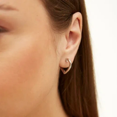 Spero London Sterling Silver Heart Hoop Earrings In Metallic