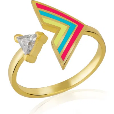Spero London Enamel Arrow Ring In Sterling Silver In Gold