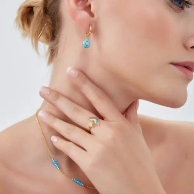 Spero London Enamel Arrow Ring In Sterling Silver In Gold