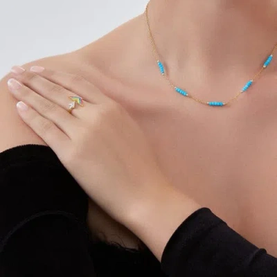 Spero London Enamel Arrow Ring In Sterling Silver In Gold