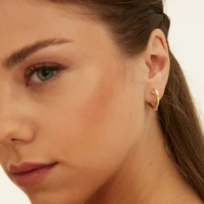 Spero London Sterling Silver Heart Hoop Earrings In Gold