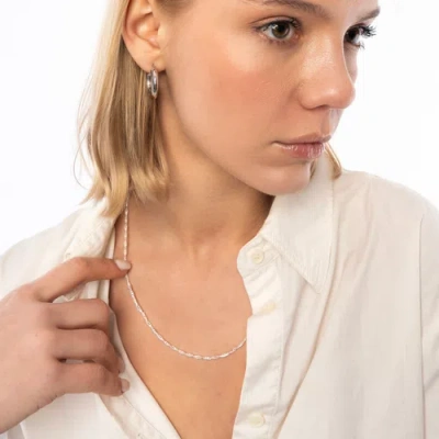 Spero London Twisted Beads Sterling Silver Chain Necklace In Metallic